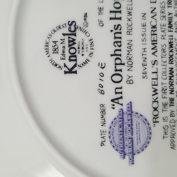 P2g - Knowles Norman Rockwell "An Orphan's Hope" 1987 LE Collector's Plate - Picture 8 of 9